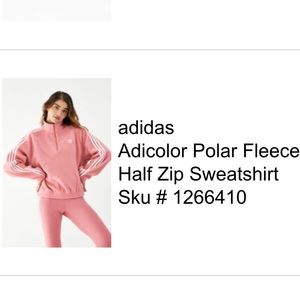 Adidas pink fleece 1/4 zip sweatshirt